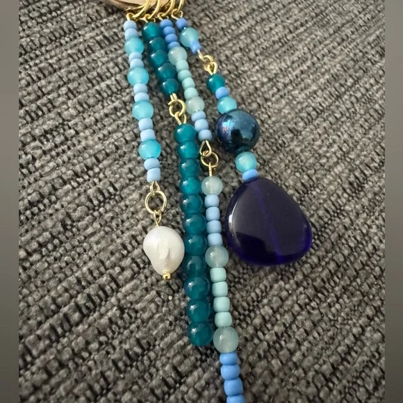 Blue Grotto Capri Blue Aquamarine Designer Inspired Beaded Bag Charm - Picture 4 of 4